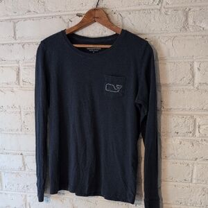 Vineyard Vines Navy Long Sleeve Tee with Pocket